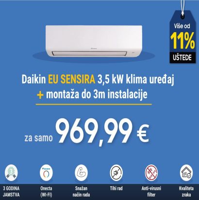 Daikin EU Sensira 3,5 kW + montaža do 3m instalacije