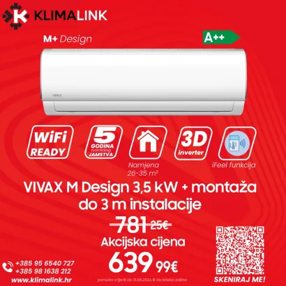 vivax m design klima uređaj montaža